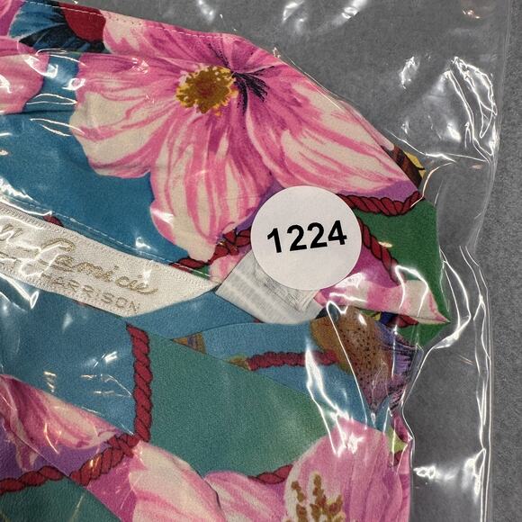 Vintage Bella Camicie Shirt Womens Small Silk Hawaiian Floral Fish Print 90s - Picture 13 of 13